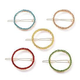 Заколка для волос из латуни с полыми геометрическими фигурами и стразами, аксессуары для волос для женщин, кольцо