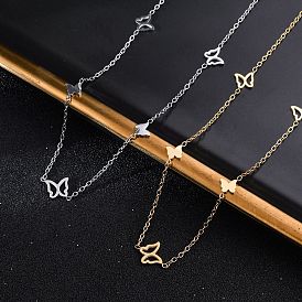 304 ожерелья из нержавеющей стали в виде цепочек-бабочек, ионное покрытие (ip)