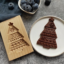 Molde de pastel de luna de prensa de madera, árbol de Navidad, molde de pastelería, pastel molde para hornear