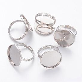 Brass Pad Ring Findings, Adjustable, Round, 17mm