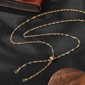 304 нержавеющая сталь сингапур цепи ожерелье решений, с латунными скользящими бусинами