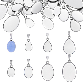40шт 8 стили 304 настройки подвески из нержавеющей стали кабошон, цвет нержавеющей стали, разнообразные