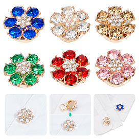 12шт 6 цвета сплава горный хрусталь запонки, цветок, золотые