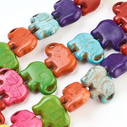 Synthetic Turquoise Beads Strands, Dyed, Elephant, 34x24x9.5mm, Hole: 1mm, about 16pcs/strand, 14.9 inch, 5strands/1000g