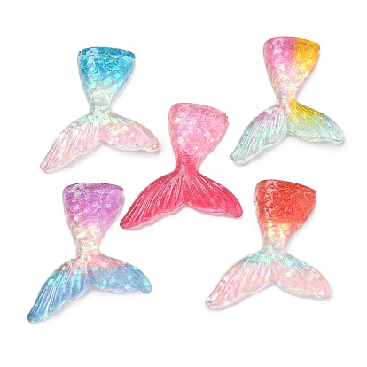 Кабошоны из смолы, с блестка, рыбий хвост