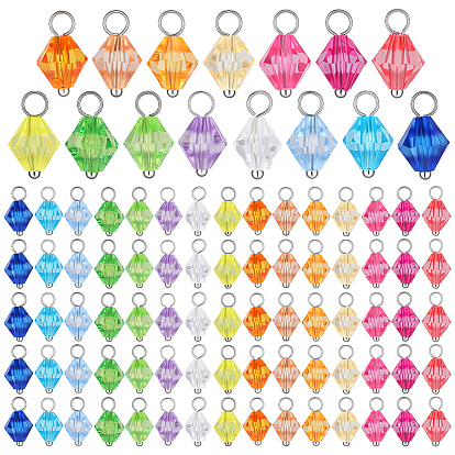120шт 15 цветные подвески из прозрачного акрила, с медными петлями, платина, двухконусные