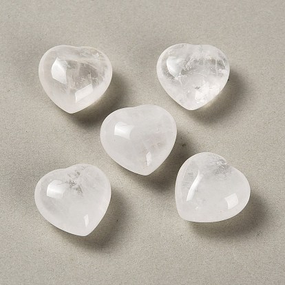 Natural Quartz Crystal Heart Love Stone, Rock Crystal Healing Pocket Palm Stone for Reiki Balancing