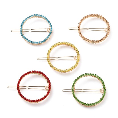 Заколка для волос из латуни с полыми геометрическими фигурами и стразами, аксессуары для волос для женщин, кольцо