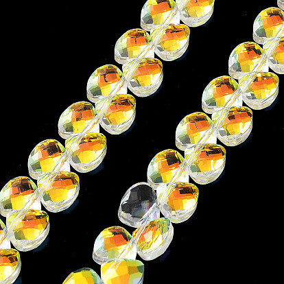 Electroplate Triangle Glass Beads Strands, Faceted, AB Color Plated