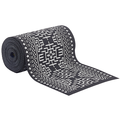 Полиэфирная лента, жаккардовая лента, для упаковки подарков, оформление партии, чёрные, плоский с ромбами/цветочным узором