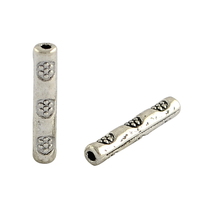 Tibetan Style Alloy Tube Beads, Cadmium Free & Lead Free, 14x2.5mm, Hole: 1mm
