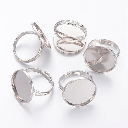 Brass Pad Ring Findings, Adjustable, Round, 17mm