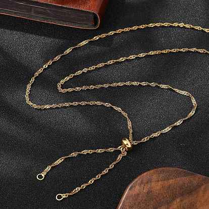 304 нержавеющая сталь сингапур цепи ожерелье решений, с латунными скользящими бусинами