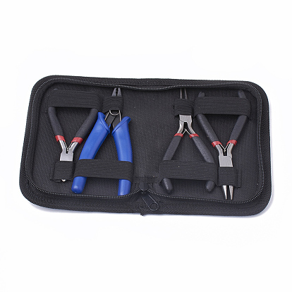 45# Carbon Steel Jewelry Plier Sets, including Wire Cutter Plier, Round Nose Plier, Side Cutting Plier and Crimping Plier