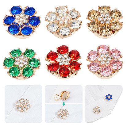 12шт 6 цвета сплава горный хрусталь запонки, цветок, золотые