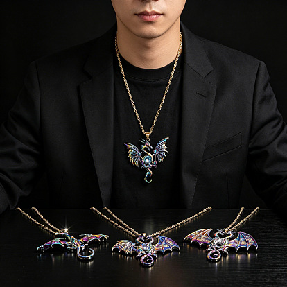 Collares colgantes de dragón de aleación para mujeres y hombres