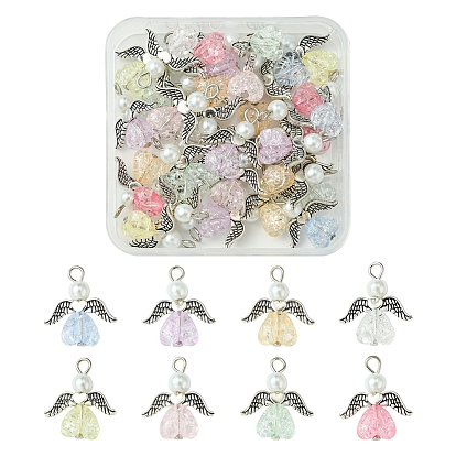 30шт. подвеска в виде ангела из акрила и стекла, с железной фурнитурой