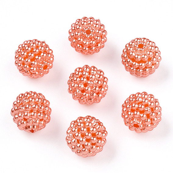 Имитация жемчуга акриловые, Берри бисера, комбинированные бисером, круглые