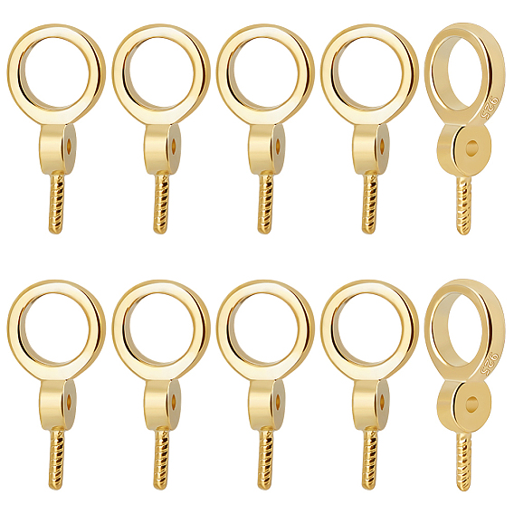 10 шт. 925 серебряные шурупы с ушком, кольцо, для полуполых бусин 