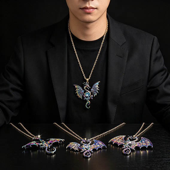 Collares colgantes de dragón de aleación para mujeres y hombres