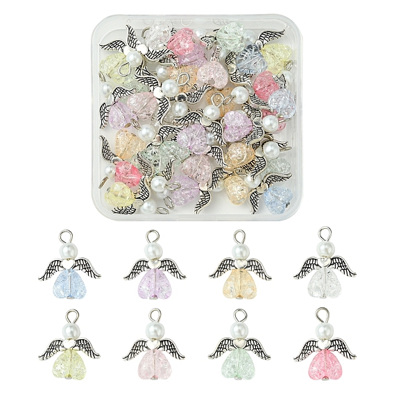 30шт. подвеска в виде ангела из акрила и стекла, с железной фурнитурой