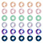 120Pcs 6 Colors Transparent Glass European Beads, Large Hole, Flat Round