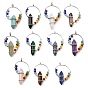 Gemstone Double Terminal Pointed Big Pendants, Chakra Faceted Bullet Charms with Rack Plating Platinum Tone Brass Findings