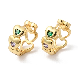 Cubic Zirconia Heart Wrap Hoop Earrings, Rack Plating Brass Jewelry for Women, Cadmium Free & Lead Free