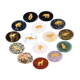 Природных драгоценных камней кабошон, овальный с выгравированным золотым узором в виде животного