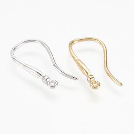 Brass Earring Hooks, Ear Wire, with Cubic Zirconia and Horizontal Loop, Lead Free & Cadmium Free