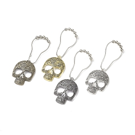 4Pcs Skull Shower Curtain Hooks, with Iron Curtain Rings, for Bathroom Decoration