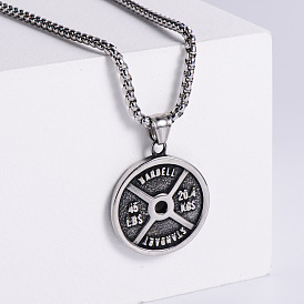 Retro Fashion Punk Stainless Steel Fitness Dumbbell Pendant Necklaces for Men