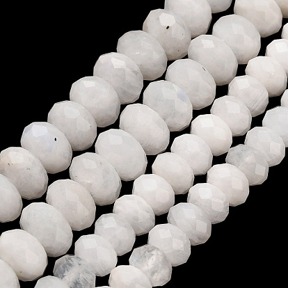 Бусины из натурального радужного лунного камня, рондель, граненые