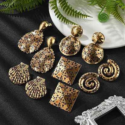 304 серьги из нержавеющей стали эмаль, леопард, реальный 18 k позолоченный