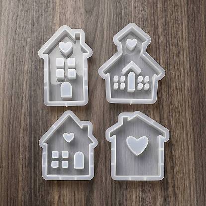 DIY House with Heart Pattern Candle Silicone Molds, for Candle Making