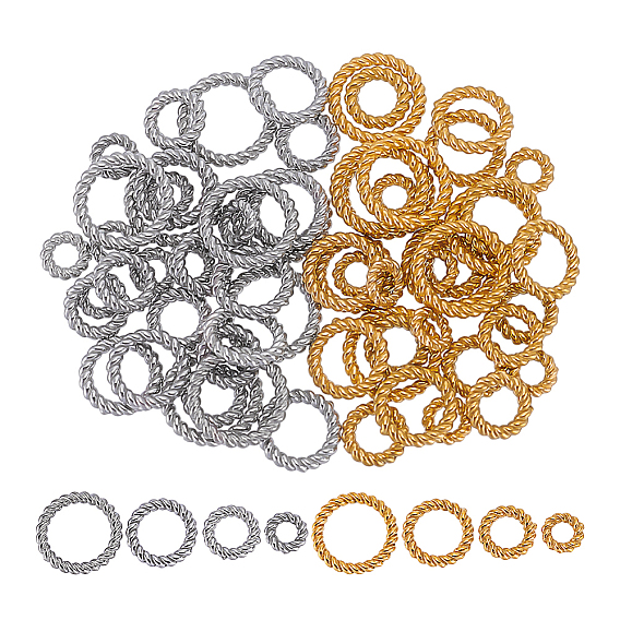 64 piezas 8 estilos 304 anillos de unión retorcidos de acero inoxidable