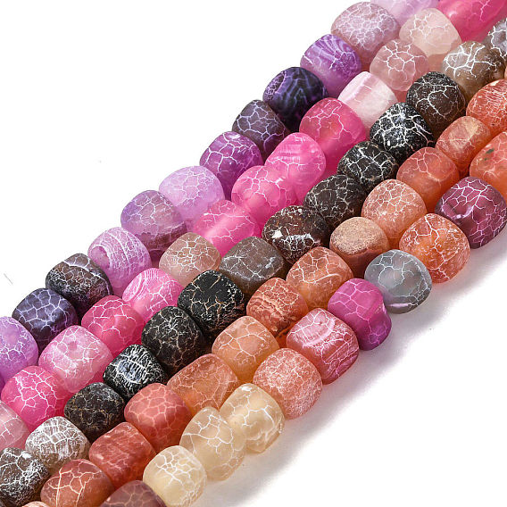 Естественные выветрившиеся агатовые бусины, окрашенная и подогревом, кубические