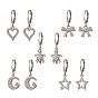 Clear Cubic Zirconia Dangle Leverback Earrings, 304 Stainless Steel Jewelry for Women, Mixed Shape