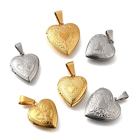 316 подвески из нержавеющей стали Locket, с 201 защелкивающимися дужками из нержавеющей стали, подвесками-рамками для фотографий из нержавеющей стали, ионное покрытие (ip), сердце
