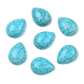Крашеные синтетические бирюзовые драгоценные камни плоский фон слезоточивые кабошоны