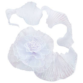 5m переливающаяся органза с кружевной отделкой, плиссированная отделка для шитья декоративной одежды своими руками