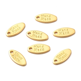 Brass Pendants, Long-Lasting Plated, Oval with Word Hand Made