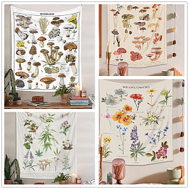 Botany Theme Polyester Wall Tapestry, Rectangle Trippy Tapestry for Wall Bedroom Living Room