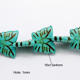 Synthetic Howlite Beads Strands, Dyed & Heated, Butterfly, Turquoise, 16x13x4mm, Hole: 1mm