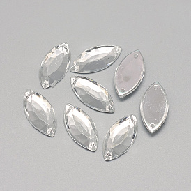 Шить на горный хрусталь, прозрачный акриловый горный хрусталь, два отверстия, аксессуары для одежды, граненые, лошадиный глаз 