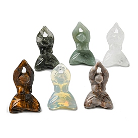 Резные статуэтки богини йоги из натуральных и синтетических драгоценных камней, для домашнего офиса настольный орнамент фэн-шуй