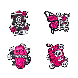 Enamel Pins, Black Alloy Badge for Halloween, Skull Theme