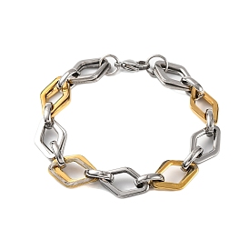 304 Stainless Steel Rhombus Link Chain Bracelets, with 201 Stainless Steeel Findings