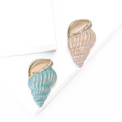 Булавка с эмалью в виде раковины, Брошь из сплава со стразами для рюкзака
