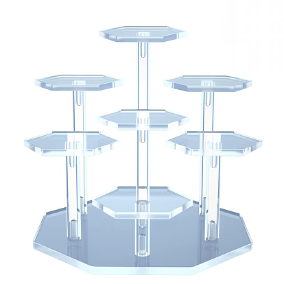 Acrylic Toy Model Display Stand, with 7 Organizer Hexagon Base, for Garage Kits Display Holder